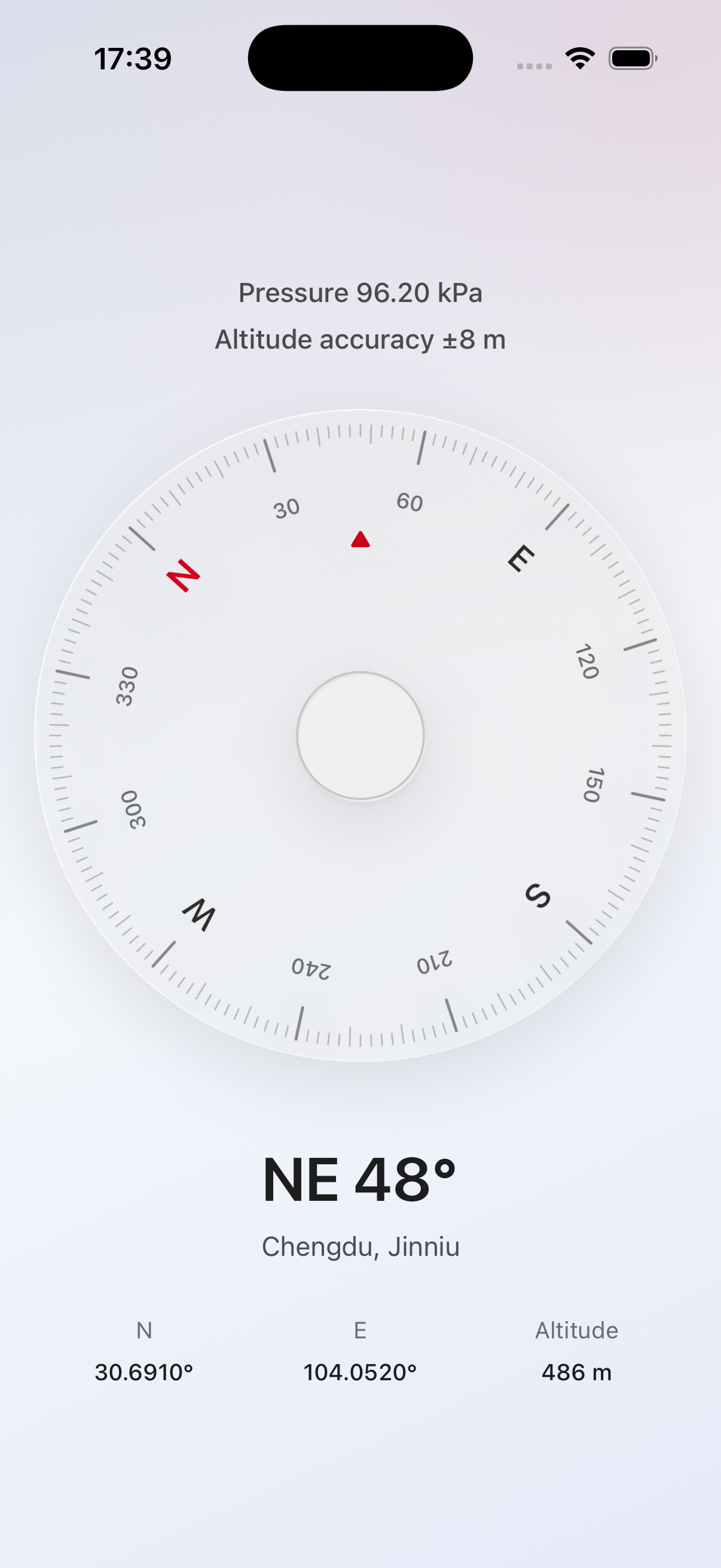 Altitude gauge screen
